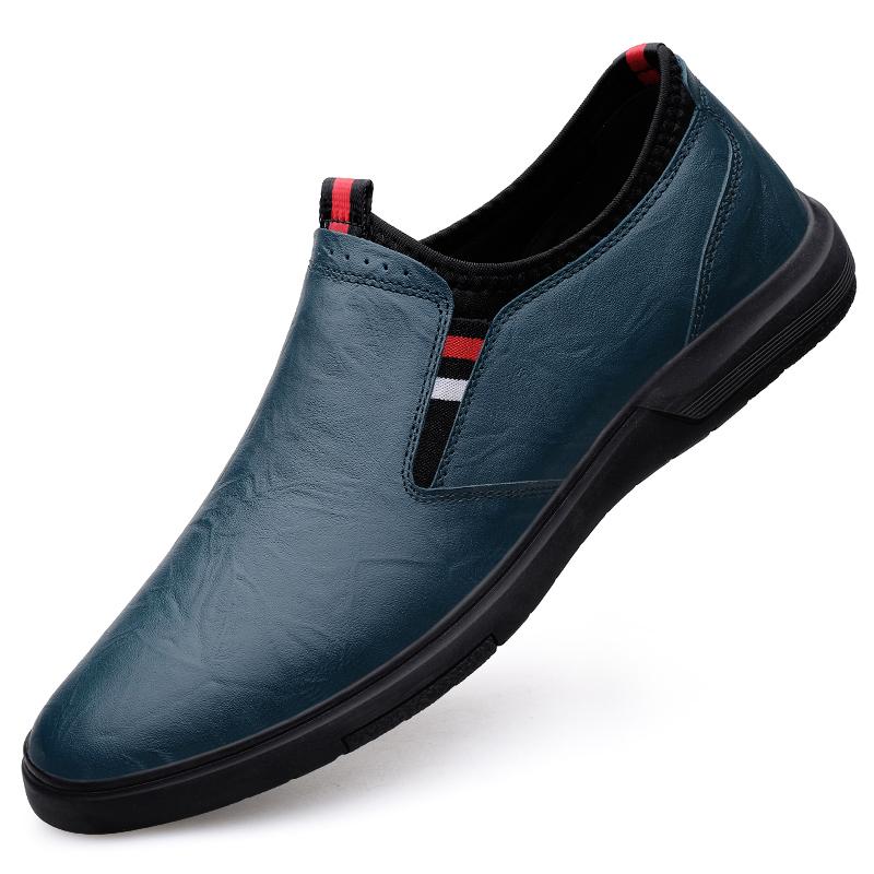 

Blue Business Leather Shoes Casual Shoes for Men Slip-on Loafers Soft Italian Style Flats Super Light Moccasins Plus Size 37-46 37 синий
