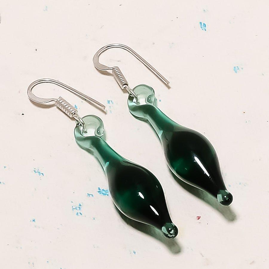 Natural Green Amethyst Gemstone 925 Sterling Silver Jewelry Earring 2.05 AE-12841