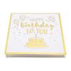 Birthday Card Cake Fireworks Stars Balloons 3D Birthday Greeting Card with Light Music Envelope for DIY Present Gold