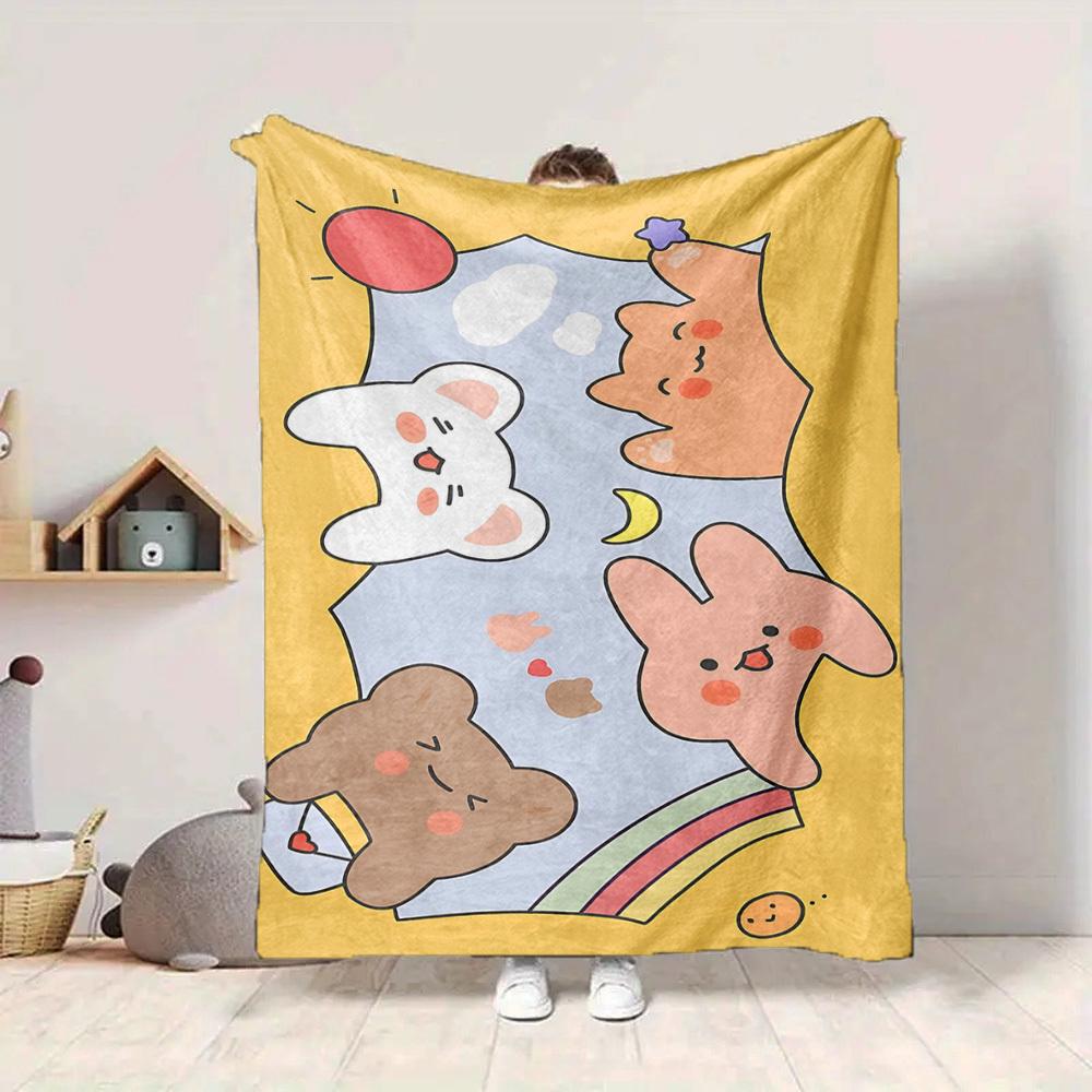 1pc Cute Animal Print Blanket Warm, Cozy, And Soft, Suitable for Sofas, Beds, Cars, And Office Use.Perfect for Camping And Travel, Making It a Great G