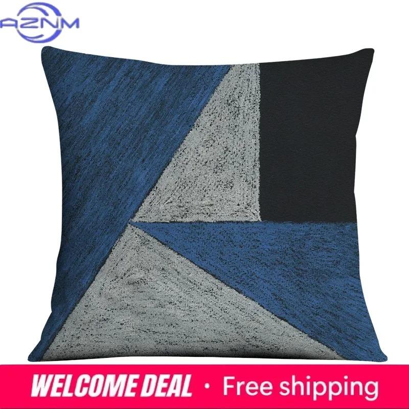 Dark Blue Geometric Pattern Auto Supplies Office Living Room Sofa Cushion Pillowcase Home Decor
