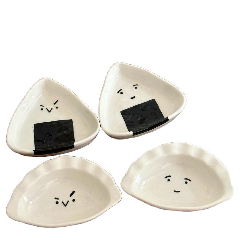 Mini Plate Snack Plate Soy Sauce Seasoning Plate Cute Rice And Vegetable Roll Funny Dumpling Plate Household Flavor Plate