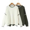 Color Block Round Neck Knit Pullover Sweater - Women's Autumn/Winter Loose Fit