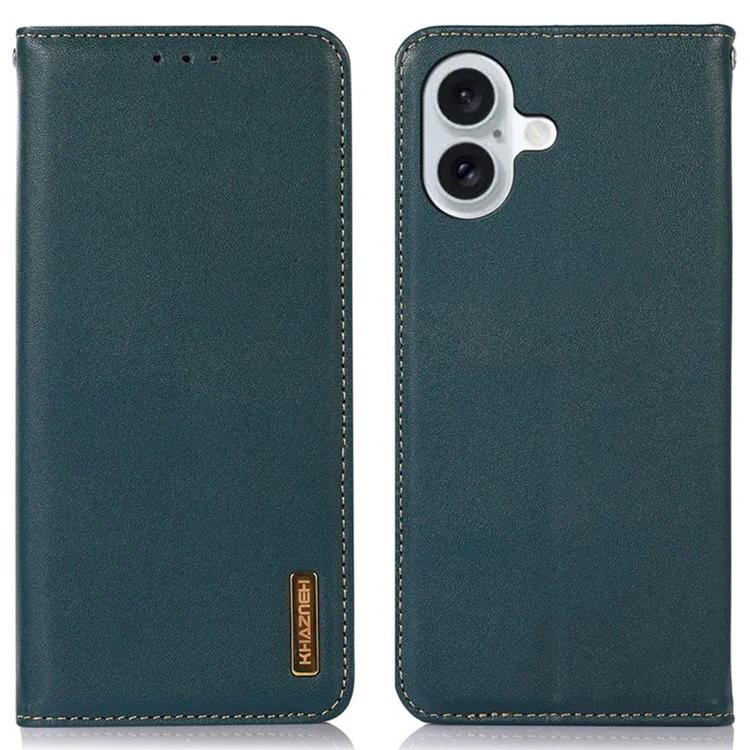 

KHAZNEH For iPhone 16 Plus Case Genuine Cow Leather Phone Cover Nappa Texture