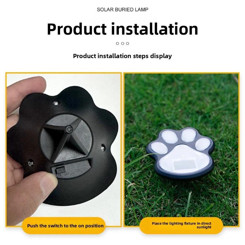 Solar Solar Cat-claw Lamp Outdoor Waterproof LED Pathway Markers for Garden Patio Lawn Camping Creative Animal Paw Decor Automatic Night Light