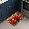 Red Poppy Flower Kitchen Mat Non Slip Soft Anti Fatigue Floor Rug Vintage Floral Decor for Home 16x24 Inch