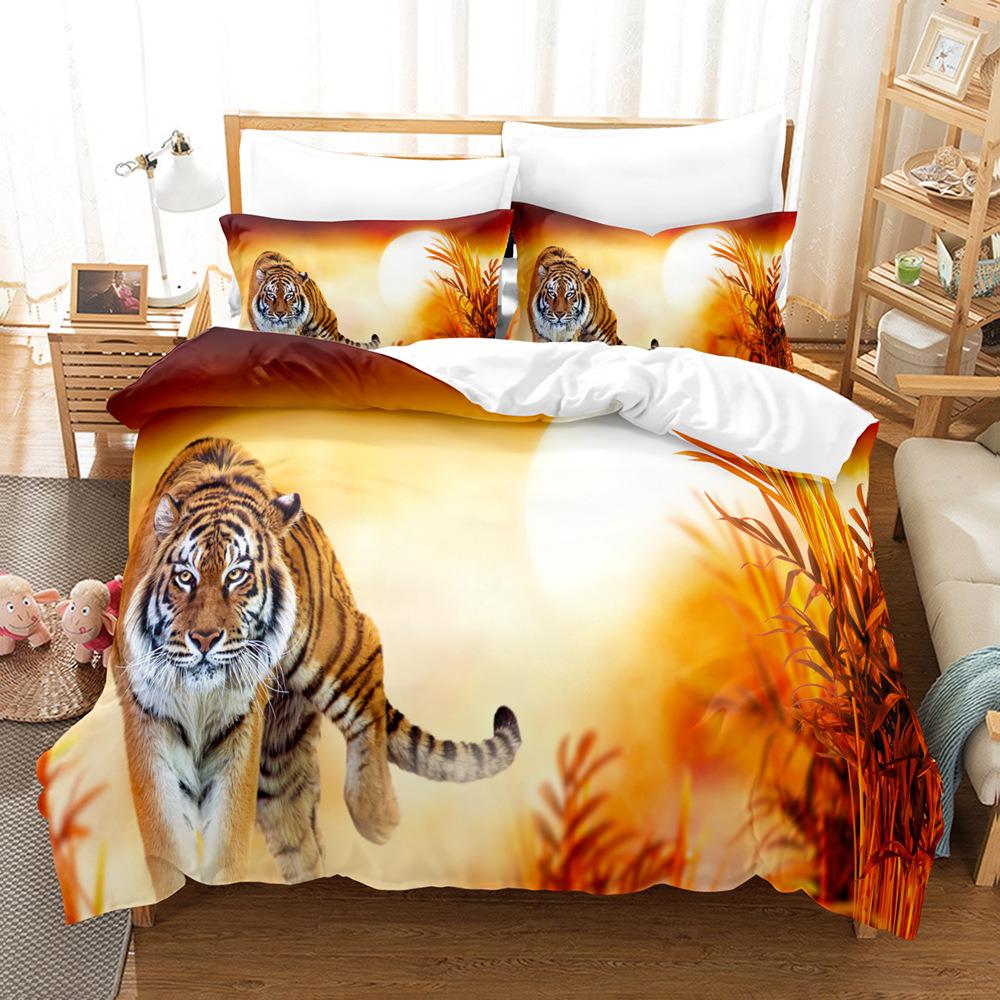 

Tiger Print Quilt Set Three Sets Can Be Design Of Thin Bed Bed Quilt Set Three Sets King Size Bedding Set EU Single(135*200cm)3pcs