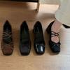 2025 early autumn retro thick heel not tired high heel ballet shoes retro bow Mary Jane shoes