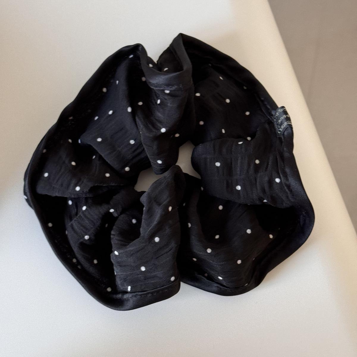 Polka Dot Satin Scrunchie for Girls Minimalist Elegant Hair Tie for Ponytail Bun Versatile Korean Fashion Elastic Hair Band