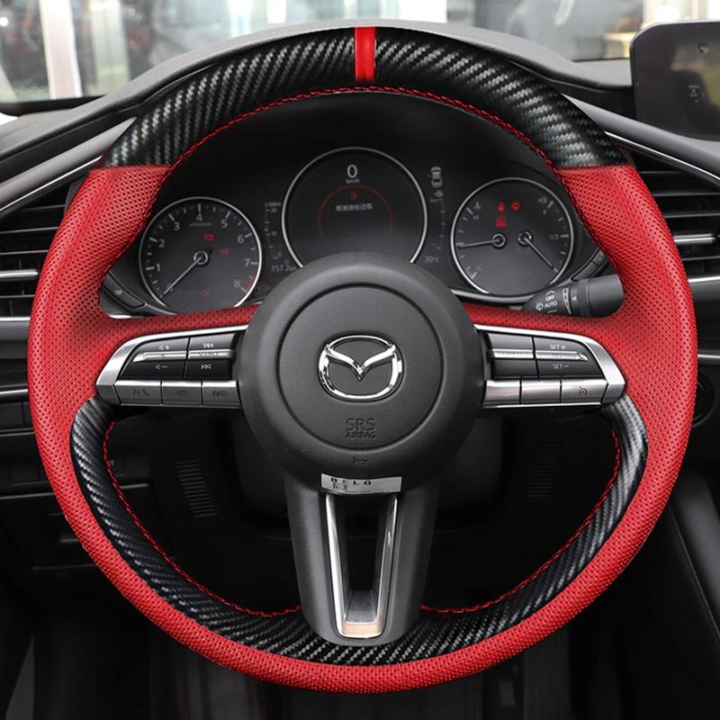 DIY Car Steering Wheel Cover 100% Fit For Mazda 3 Axela    CX-30 MX-30   Auto Interior Accessories