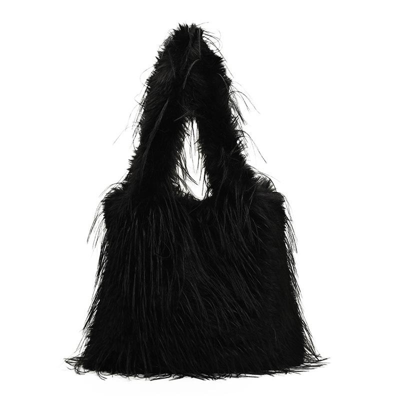 Autumn and Winter Large-capacity Plush Bag Women's 2025 New Casual Foreign-style Shoulder Bag Tote Bag Plush Bucket Bag