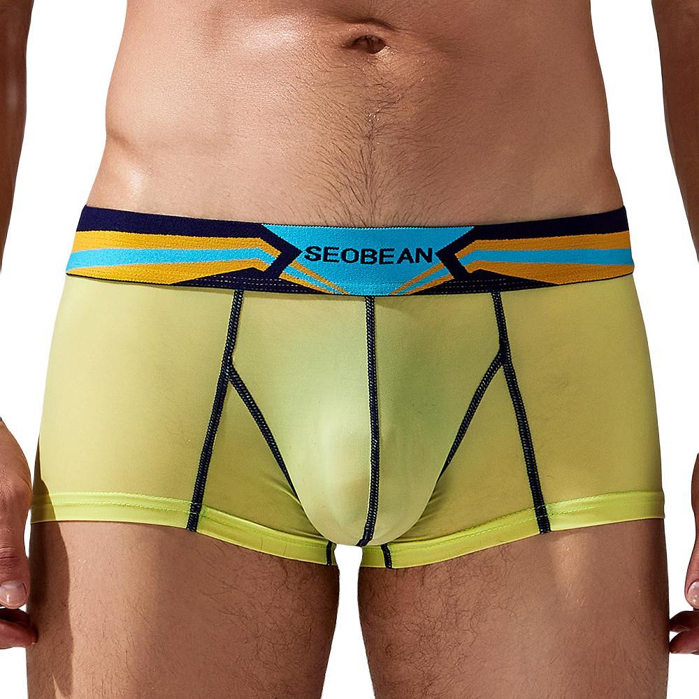 Men's Low Rise Ice Silk Boxer Briefs Quick Dry Athletic Underwear Breathable Sport Trunks for Men