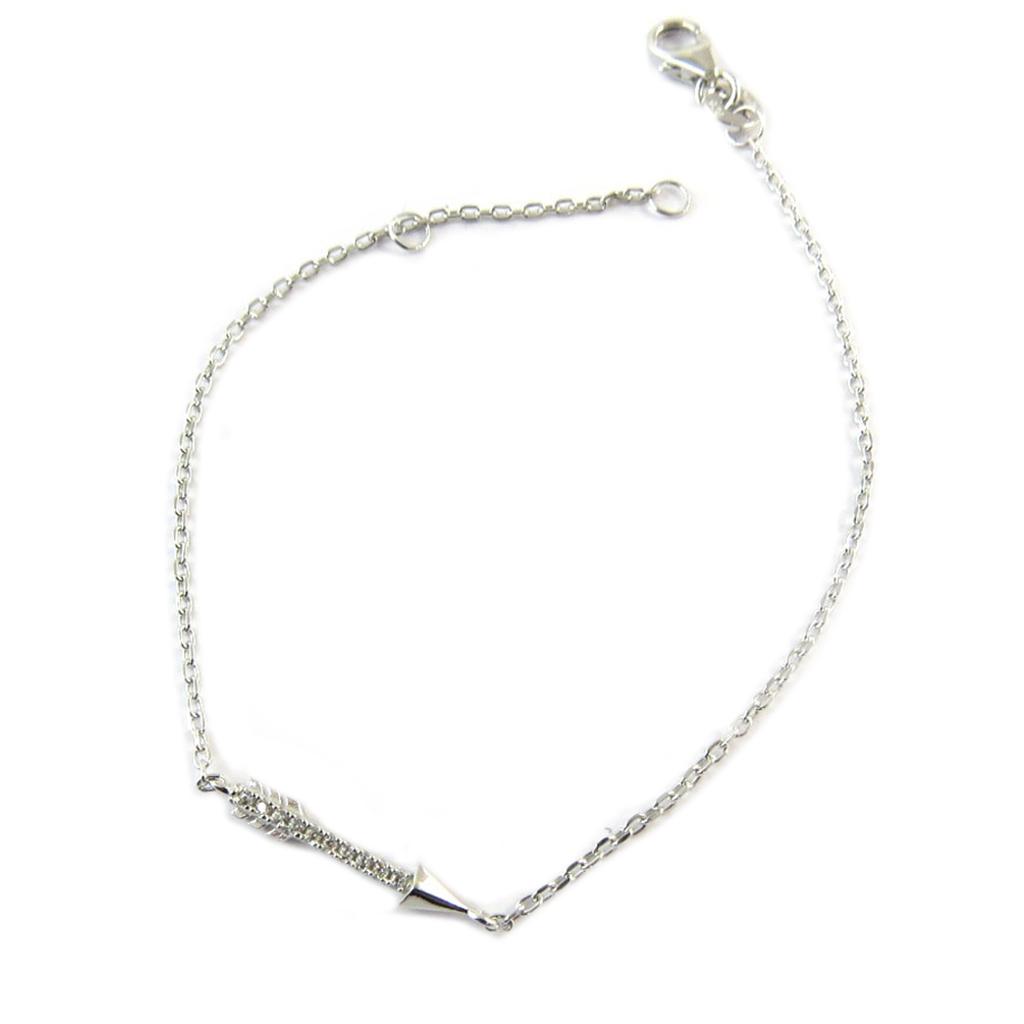 Les Trésors De Lily [N3372] - Stříbrný náramek 'Cupid's Arrow' stříbrno-bílý (pokovený rhodiem) - 18x2 mm