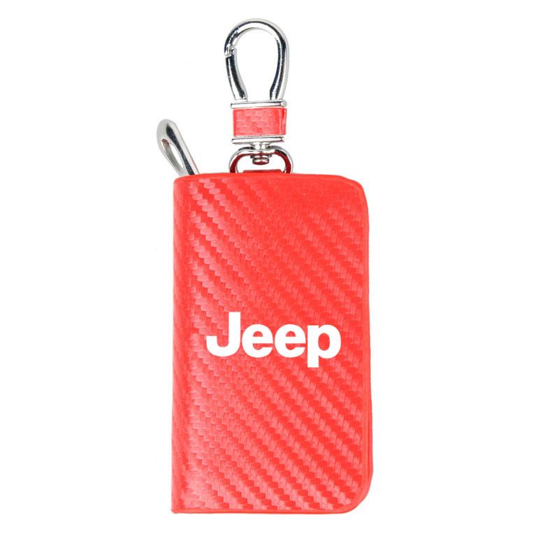 Car Case Keys Pouch Carbon Fiber Fabric Keychain Bag For Jeep TRAILHAWK COMMANDER LIBERTY Wrangler Lanyard Car Accessories AJX1