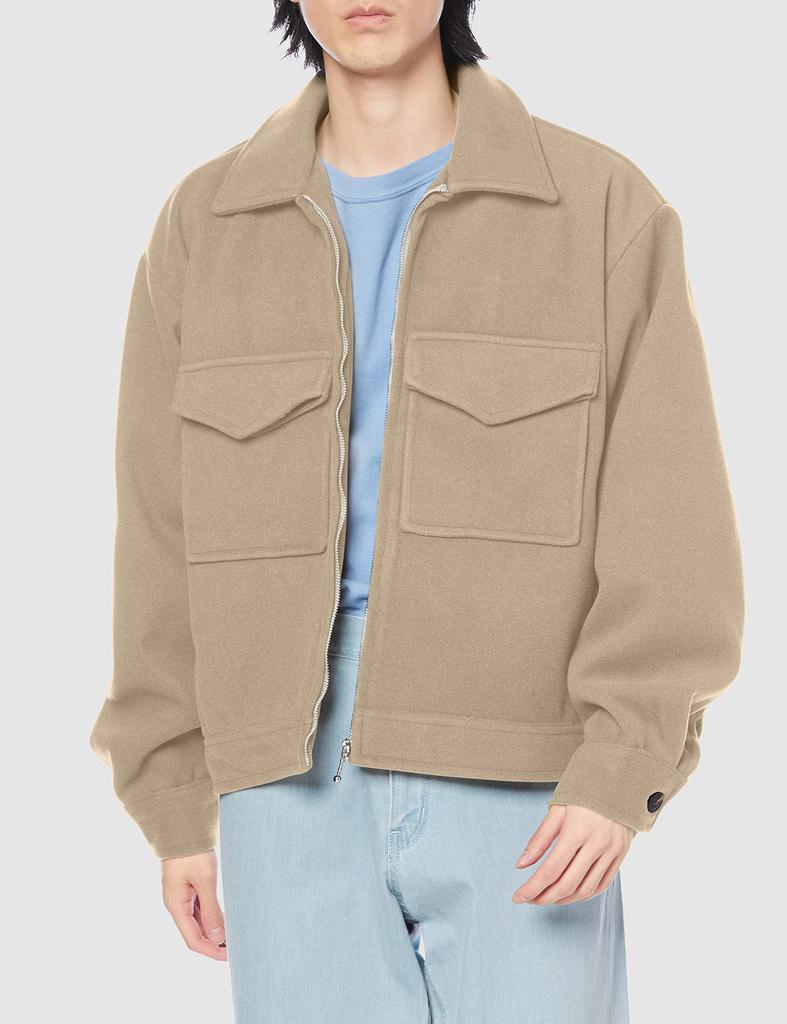 Military Jacket Tech Melton Like Swing Top Cream L [Improbes] [SIDEWAYSTANCE] A-2 Men's