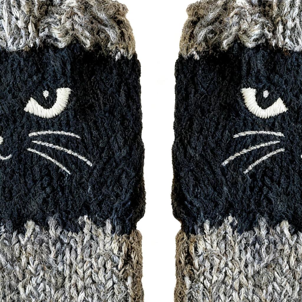 Thermal Winter Gloves Warm Cute Cat Fingerless Gloves Unisex Anti-Cold Thickened Touchscreen Mittens