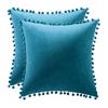 Set of 2 Velvet PIllowcase Solid Cushion Cover with Pom Poms Ball Throw Pillow Covers for Home Bed Sofa Decor 45X45  30X50 Cm