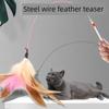 Cat Teaser Cat Toy Bell Feather Self-Hi Relieving Stuffy Funny Cat Handy Gadget Bite-Resistant Steel Wire Long Brush Holder Automatic Pet Supplies