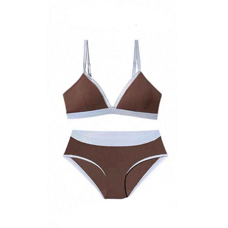 Französischer Triangel-Cup Damen-BH-Set - Schlankmachender Effekt, Tiefer Ausschnitt, Sexy, Schöner Rücken, Herbst Dünner Stil