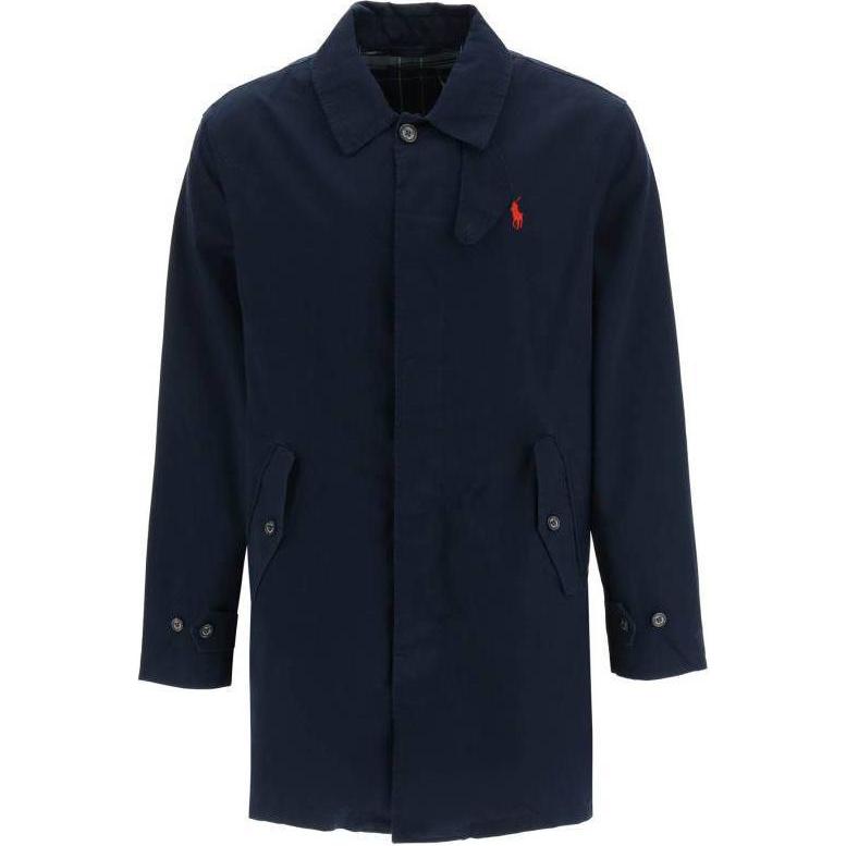 Polo Ralph Lauren Ensfarget Logo Brodert Middels Lang Trenchcoat Herre yttertøy Blå 710869148-001