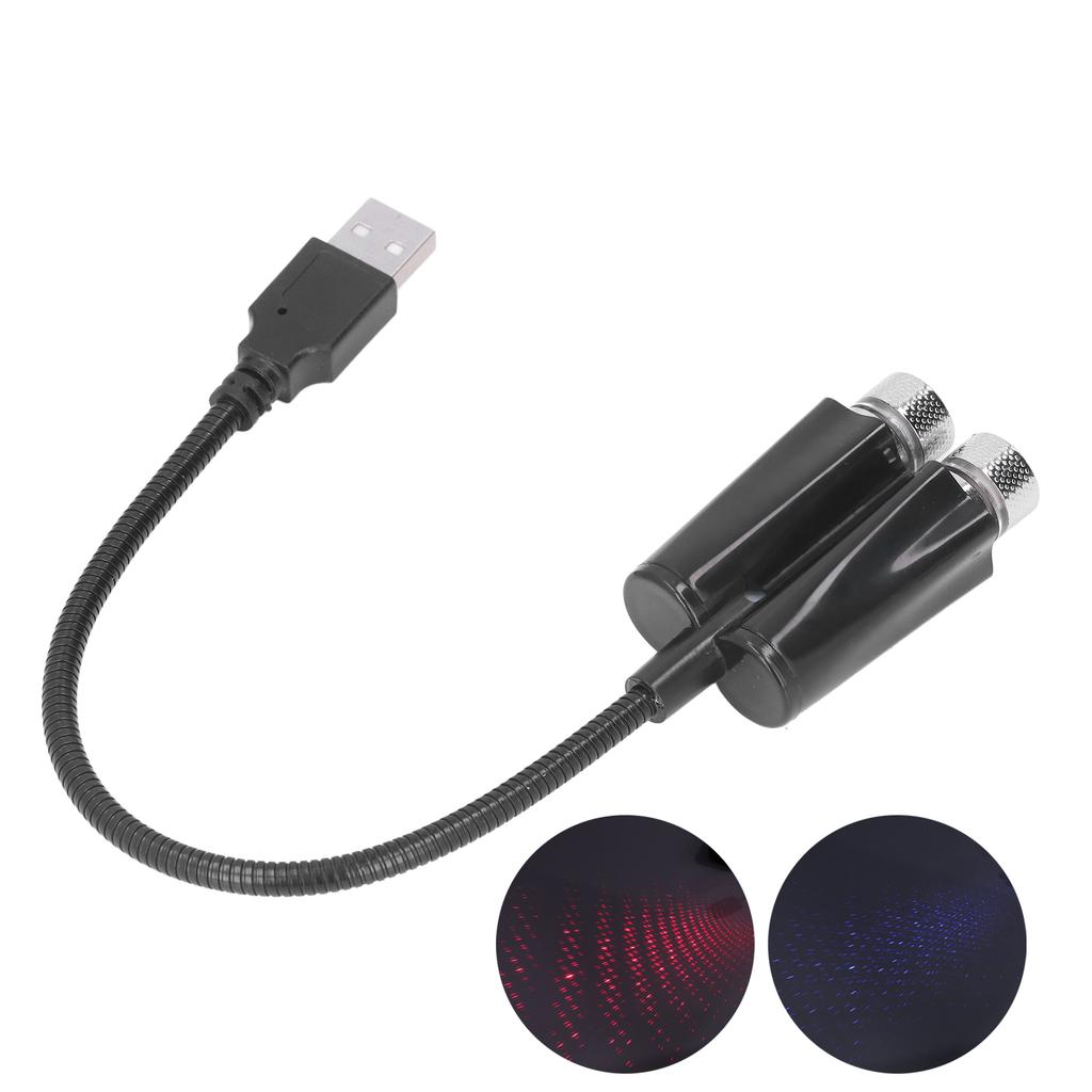 Car USB Ambient Projector Light Red Blue Lightings Plug and Play Free Bending FlexibleNon Voice Control