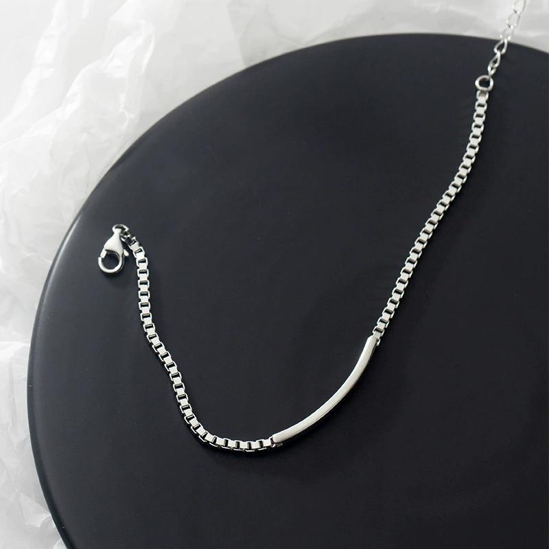 Stainless Steel Silver Color Bracelet  Fashion Couples Accessories Simple Charm Splicing Chain Glossy Geometric Party