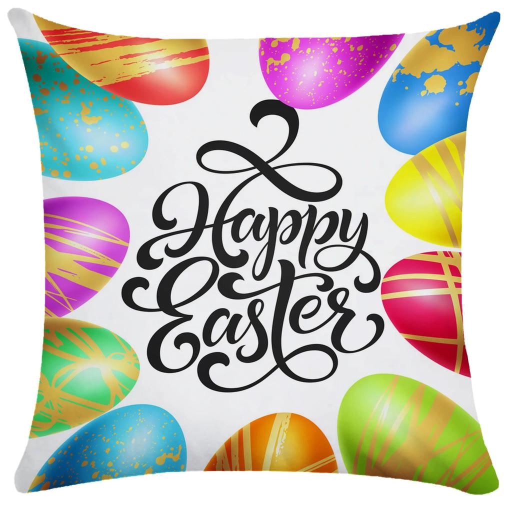 Home Decoration Easter Pillowcase Cute Rabbit Egg Print Pillowcase Living Room Sofa Cushion Cover Bedroom Room Decoration