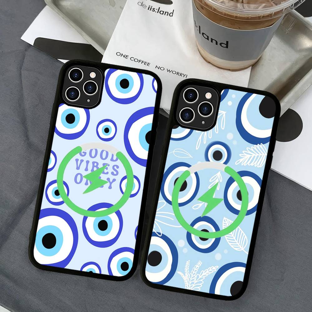 Lucky Eye Blue Evil Eye Phone Case For iPhone 16 15 14 13 12 11 17 Pro Max Plus Magnetic Wireless Cover