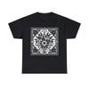 Unisex Adult T Shirt Designer Floral Symmetry Art Deco Black White Illustration