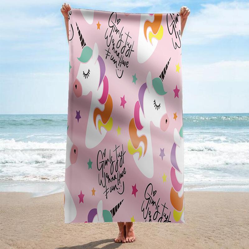 Microfiber Unicorn Beach Towel Cute Animal Bath Towel Absorbent Towels for Pool Swim Bathroom Sport Girl Quick Dry Beach Blanket