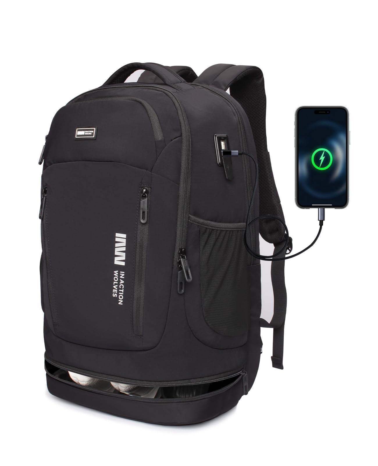 

IAWINI Duffel Large with Shoe for Outdoor and Up to 3 with Suitcase Mount Backpack, Capacity, Lightweight, Storage, Unisex, Hiking, Activities, чёрный