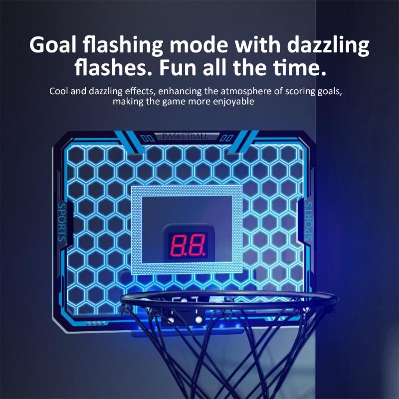 Compacts Indoor Basketball Hoops Remote LED Light Electronic Scoreboard For Bedroom Office Wall Mount Space Saving