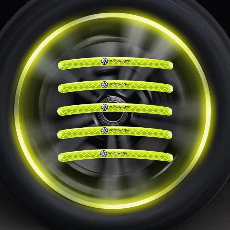 For VW 80% New New Car Wheel Hub Reflective Sticker Tire Rim Reflective Strips Sticker For Volkswagen Polo Golf 3 4 5 6 7 8