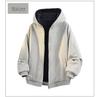 Men's Reversible Trendy Loose Hooded Jacket, Black/Light Gray, Spring/Autumn Casual Sportswear.