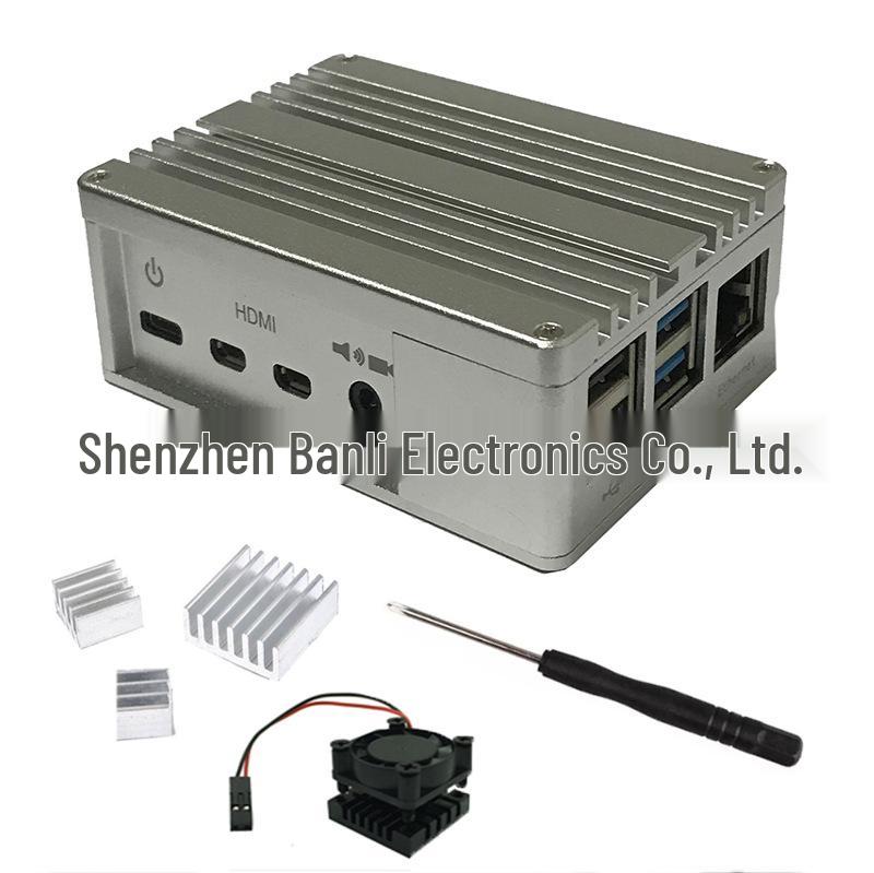 Aluminum Alloy Case for Raspberry Pi 3B+/4B with Fan-Compatible Cooling