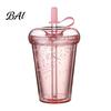 Sparkling Sequin Sensory Cup Transparent Straw Cup, with Sequins Decor And Leak Proof Handheld Drinkware for Campus Lid, Reusable Plastic Sippy