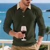 Spring and Autumn New Product  Heavyweight Men's Loose Hollow Holiday Casual Lapel POLO Shirt Long Sleeve