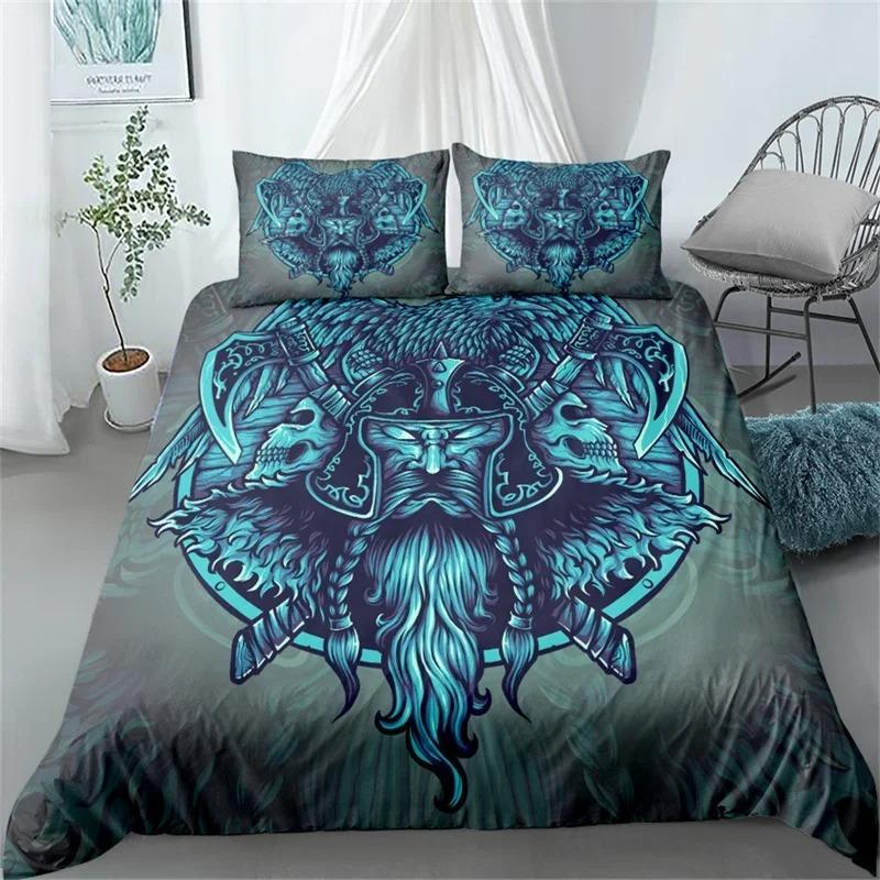 Viking Duvet Cover Scandinavian Folklore Motifs Bedding Collection Microfiber Northern Germanic Culture Vikings Wolf Celtic Quilt Cover