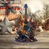 2D Flat Acrylic Guitar Decoration with Bright Flames for Desk or Living Room
