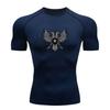 Men's Double Head Eagle Star Print Compression Athletic T-Sh