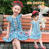 Girls Summer Sweet Checkered Sleeveless Dress