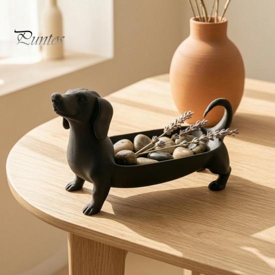 Dekorative Hundefigur 3D-gedruckter Dackel Aufbewahrungsschale für Schmuck Schlüssel Ohrringe, Kreativer Schreibtisch-Organizer, Tischdekoration Eingangsbereich Dekoration Und
