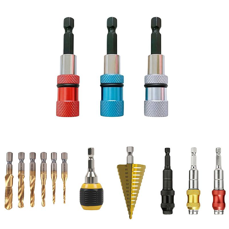 1/3Pcs Screwdriver Depth Adjustable Extension Rod Tool 1/4 Carbon Steel Electric Screwdriver Bit Limit Magnetic Connecting Rod