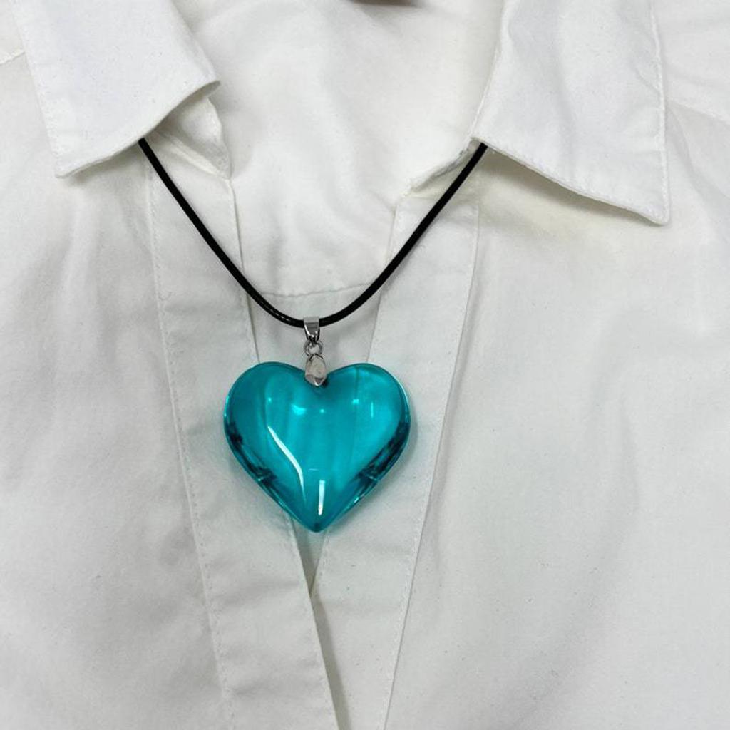 Heart Necklace Leather Rope Necklace Punk Collar For Girl Streetwear Chocker
