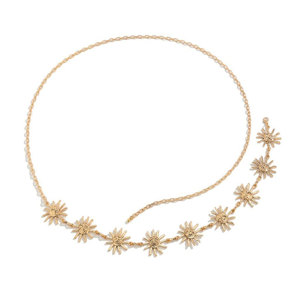 Vintage Metal Sunflower Waist Chain Flower Ethnic Style Belt  Beach Accessories