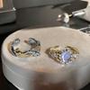 Spirit Snake Wrap Open Ring Exquisite Moonstone Light Luxury High Sense Two-Headed Snake Ring Female