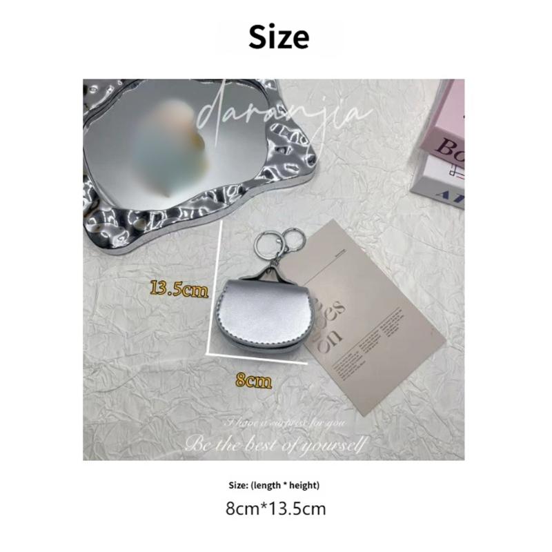 Stylish Leather Keychain Holder Mini Pouch For Earphones Compact Design Sturdy Metal Clip Accessory For Daily Essential