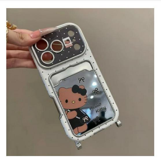 

Electroplated Mirror Card Holder Case with Lanyard for iPhone 14 to 17 Pro 17PRO MAX