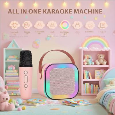 Portable Bluetooth Karaoke Speaker Mini Wireless Audio with Microphone K Song Family Singing Machine for Home Party Kids Adults