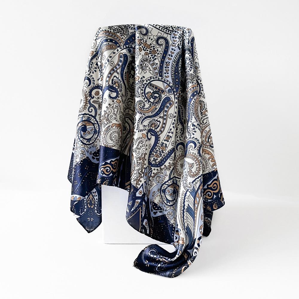 

Классический шелковый шарф с узором кешью, женский тренд, универсальная шаль, имитация шелкового платка, квадратный шарф 90 см 90x90cm